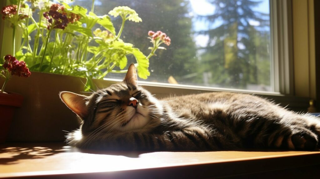 Cat enjoying the summer sunshine